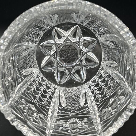 Ice Bucket Crystal Clear Glass w/Saw Tooth Edges & Knob Handles Vintage - Picture 7 of 9